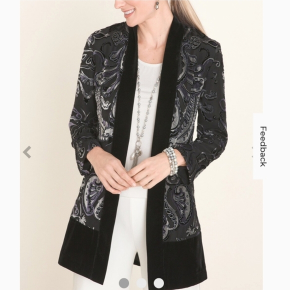 Chico's Tops - Chico's Travelers Velvet Burnout $149 Kimono Cardigan Size 1 (W 8-10)
